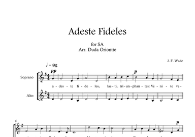 Adeste Fideles (SA - G major - 2 staffs - no piano - no chords) O Come All Ye Faiful (arr. Duda Oriontte)