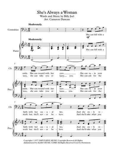She's Always A Woman (arr. Cameron Duncan)