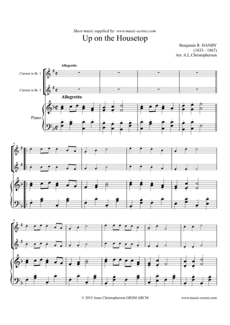 Up on the Housetop - 2 Clarinets & Piano (arr. Anne L Christopherson GRSM ARCM)