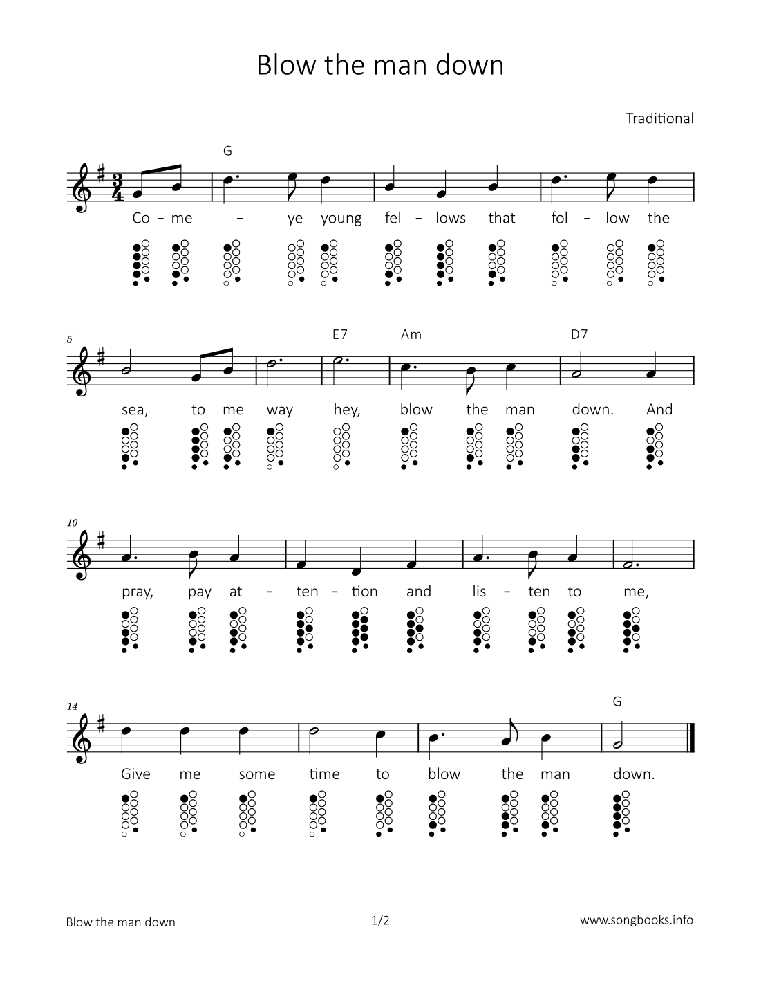Blow the man down (arr. songbooks.info)