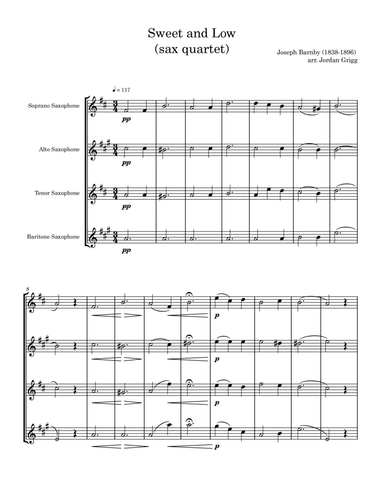 Sweet and Low (sax quartet) (arr. Jordan Grigg)