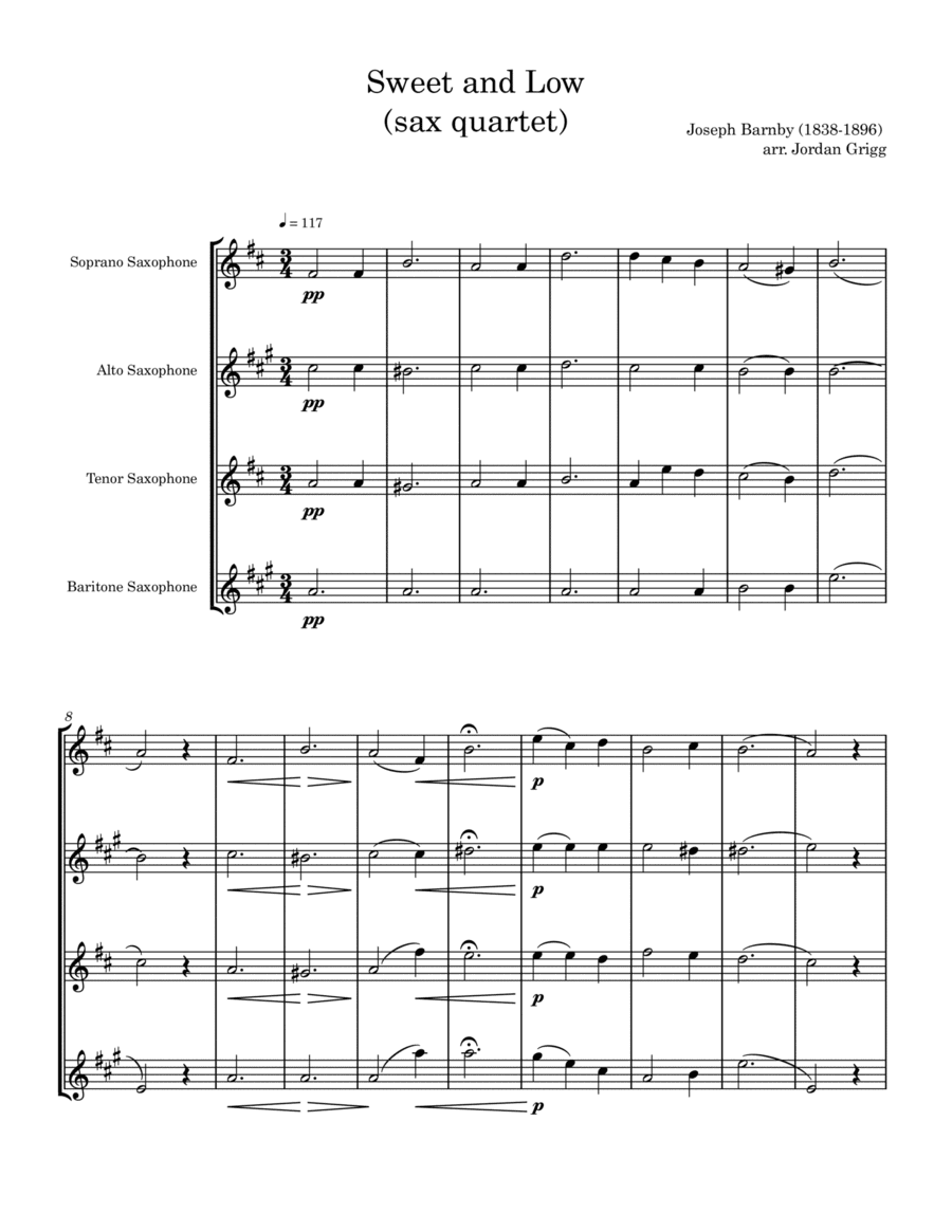 Sweet and Low (sax quartet) (arr. Jordan Grigg)