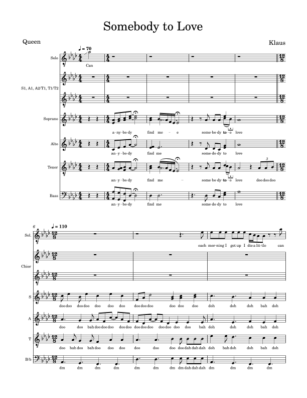 Somebody To Love (arr. Nicklaus Oliva)
