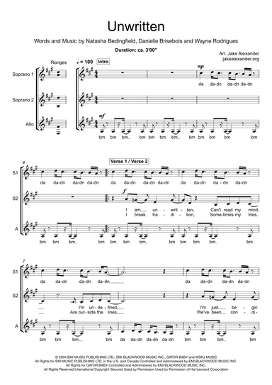 Unwritten (arr. Jake Alexander)