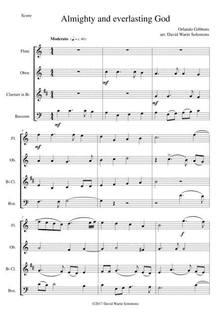 Almighty and everlasting God for wind quartet (arr. David Warin Solomons)