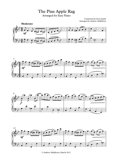 The Pineapple Rag arranged for Easy Piano (arr. Andrew Middleton)
