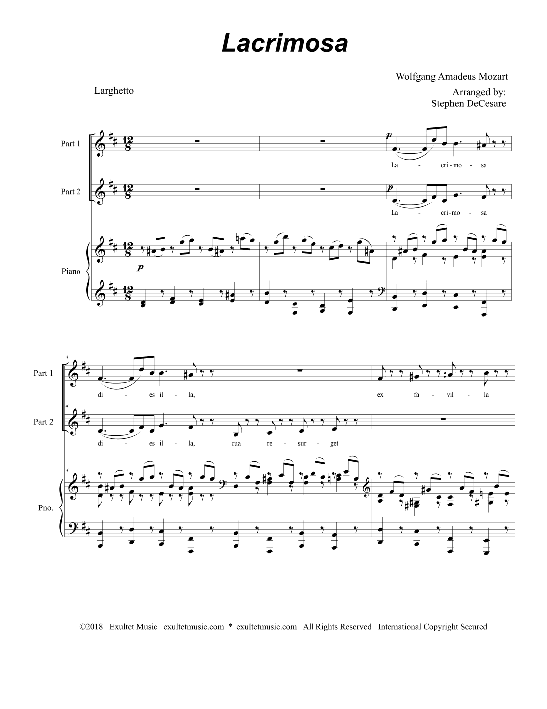 Lacrimosa (2-part choir) (arr. Stephen DeCesare)