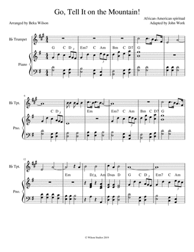 Go Tell It on the Mountain!--trumpet solo (arr. Beka Wilson)