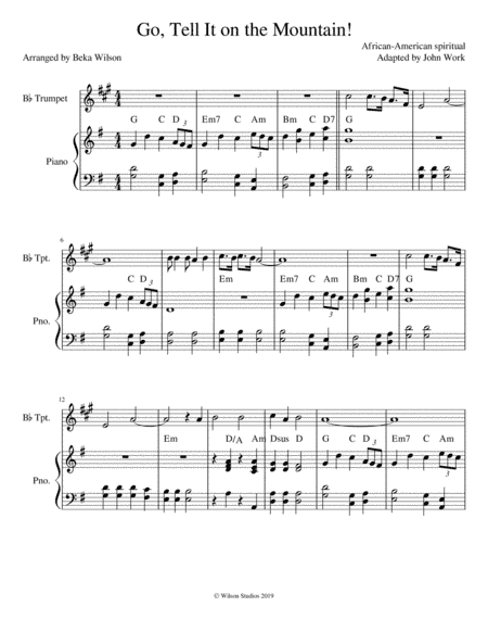 Go Tell It on the Mountain!--trumpet solo (arr. Beka Wilson)