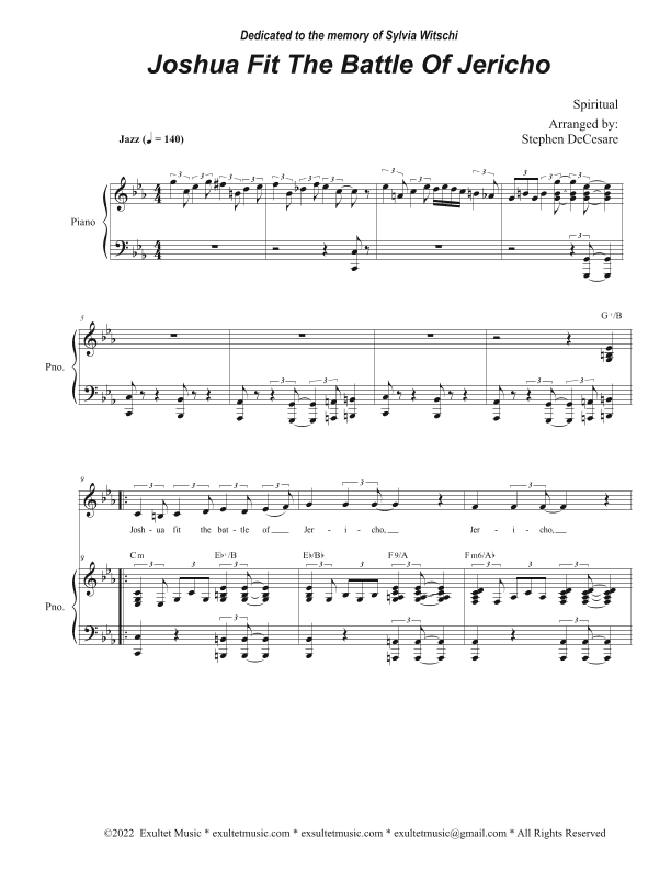 Joshua Fit The Battle Of Jericho (Unison choir - Medium Key) (arr. Stephen DeCesare)