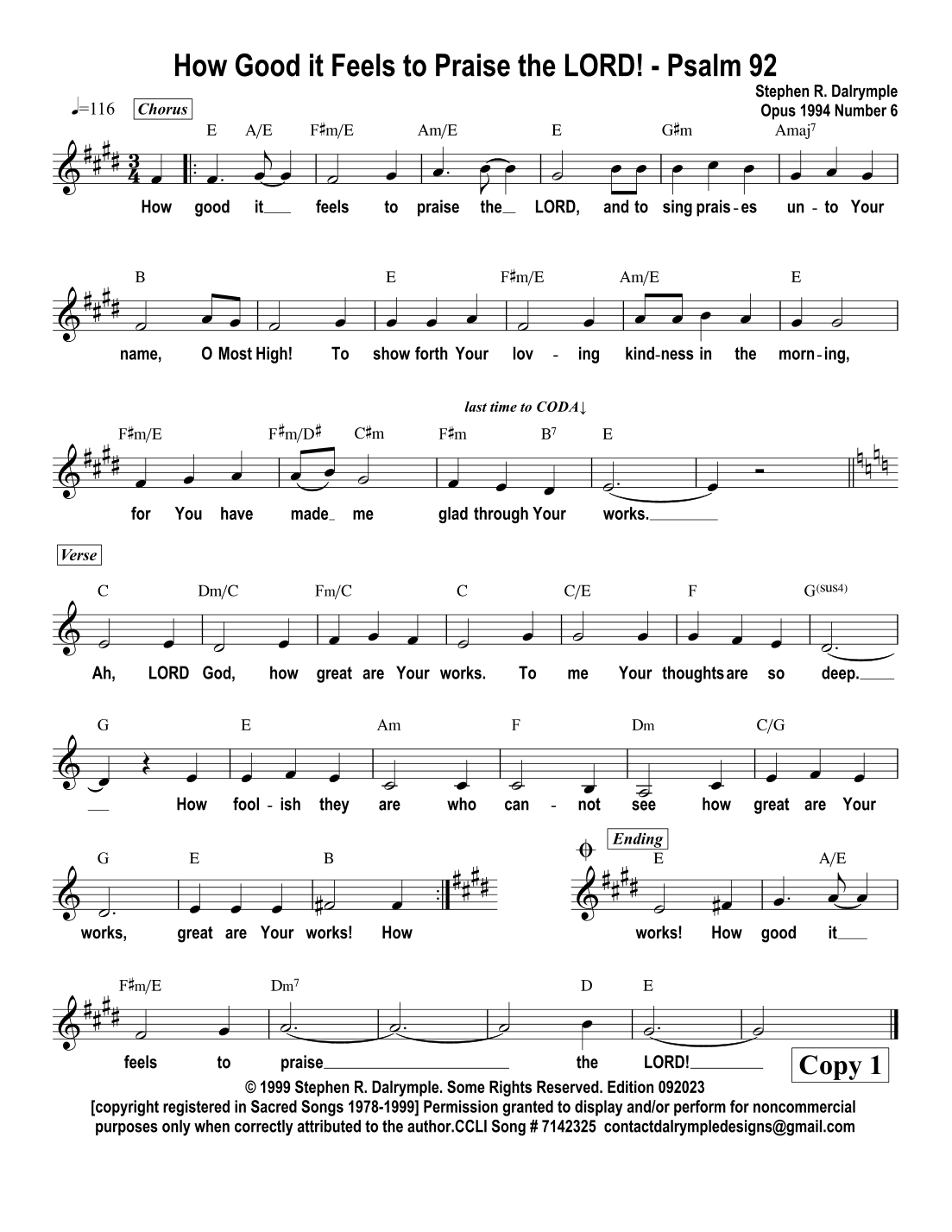 How Good it Feels to Praise the Lord - original song by Stephen R Dalrymple (Worship Team Edition)