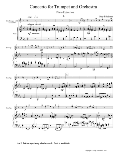 Concerto for Trumpet and Orchestra (trumpet solo and piano reduction only)