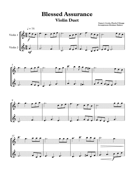 Blessed Assurance Violin Duet (arr. Abraham Maduro)