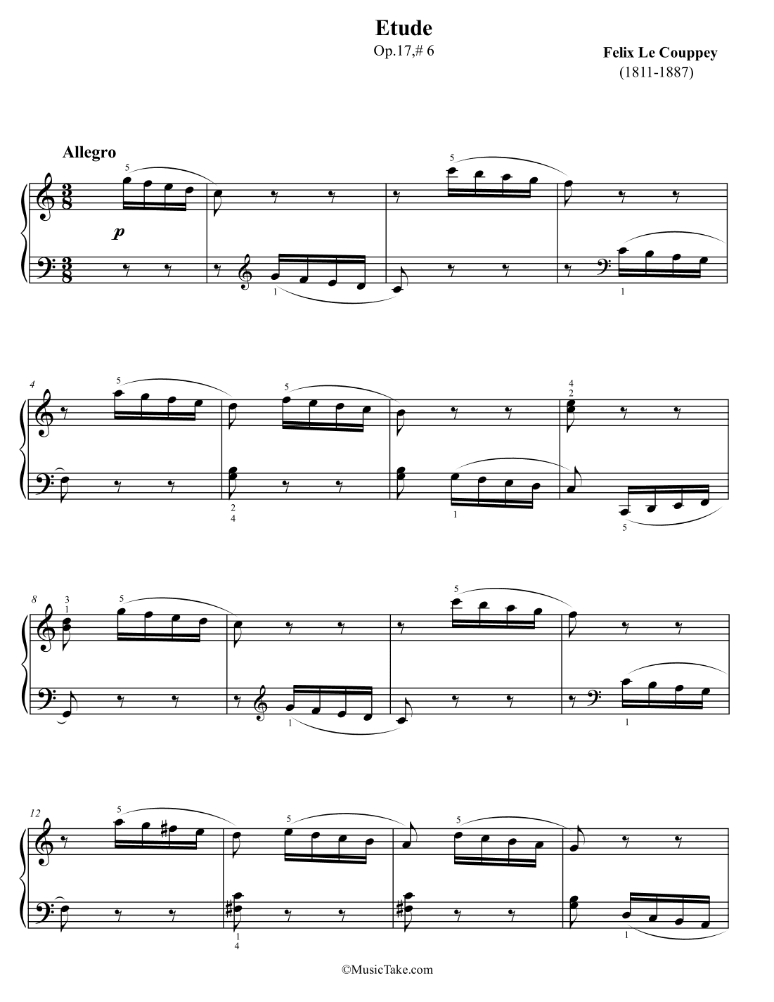 Le Couppey Etude for 5 fingers Op.17 No.6 (arr. Ben Choupak)