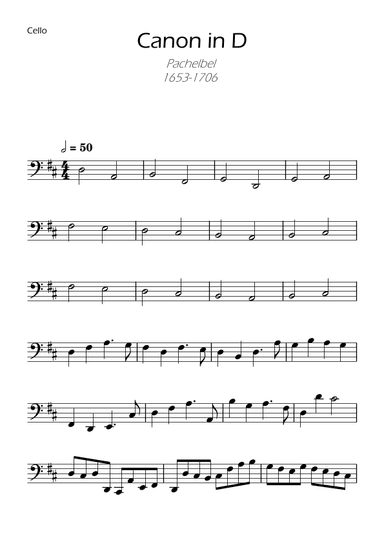 Canon in D Solo Easy Cello (arr. Ygor Nunes)