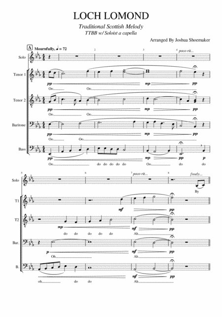 Loch Lomond (TTBB) (arr. Joshua Shoemaker)
