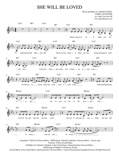 She Will Be Loved (arr. JULIA OH MUSIC | Julia Yeon-Joo Oh)