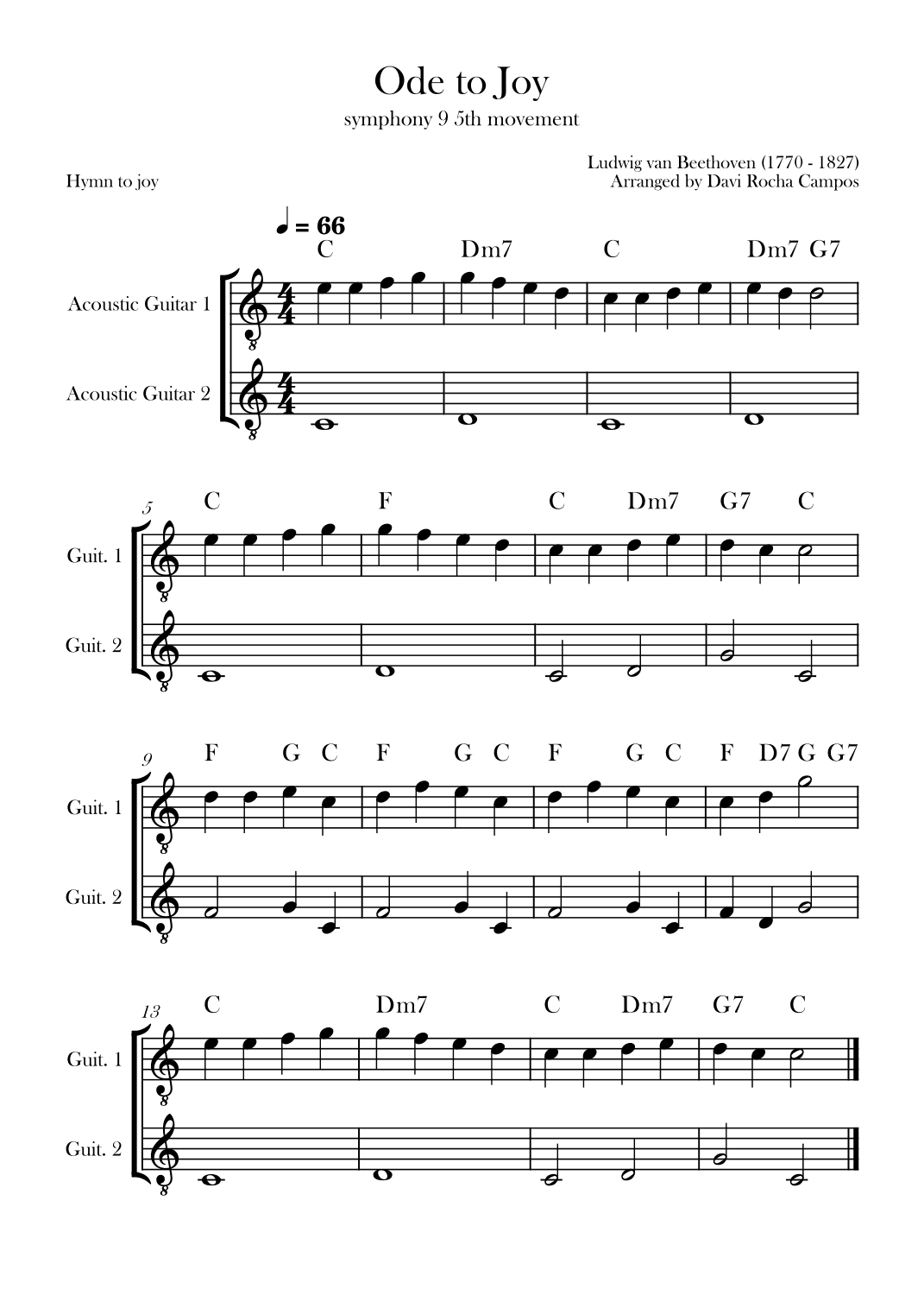Ode To joy (Symphony 9 5th movement) (arr. Davi Rocha Campos)