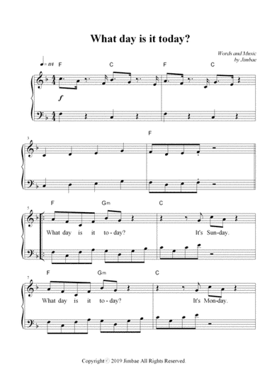 What day is it today? (Nursery Rhymes for Easy Piano)