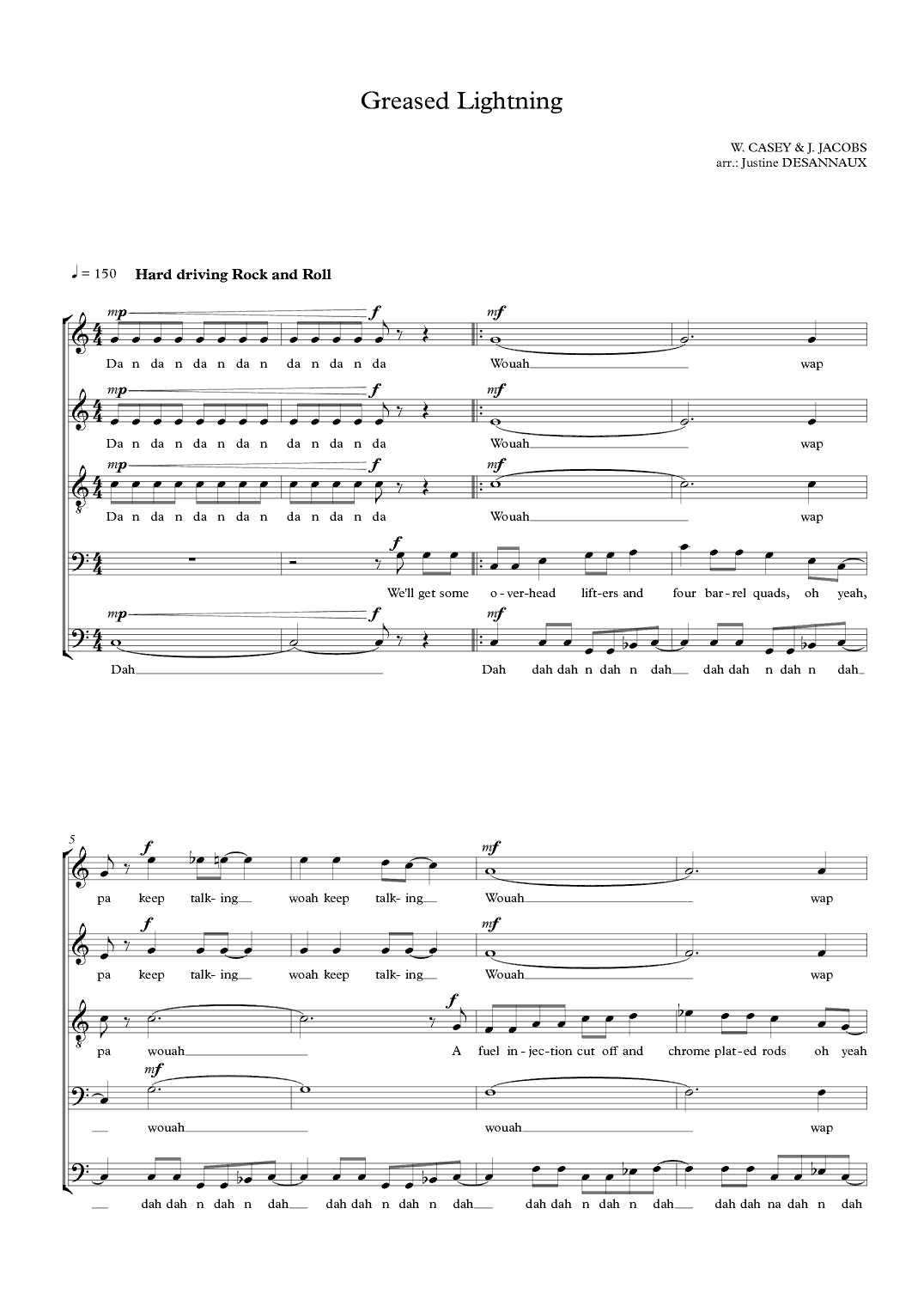 Greased Lightnin' (arr. Justine Desannaux)
