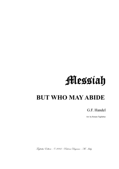 BUT WHO MAY ABIDE - Messiah - For Alto, String Quartet and Harpsichord (arr. R. Tagliabue)
