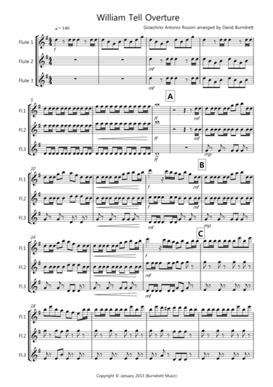 William Tell Overture for Flute Trio (arr. David Burndrett)