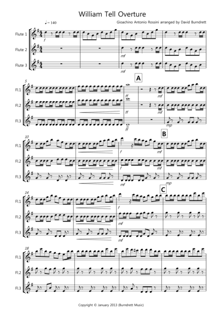 William Tell Overture for Flute Trio (arr. David Burndrett)