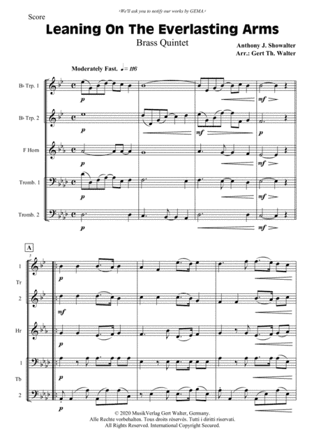 Leaning On The Everlasting Arms (arr. Gert Th. Walter)