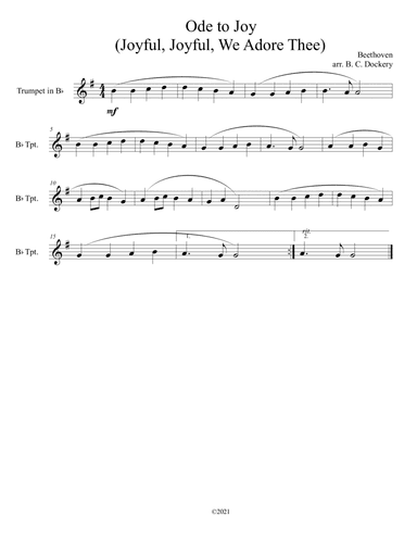Ode to Joy (Joyful, Joyful, We Adore Thee) for solo trumpet (arr. B. C. Dockery)