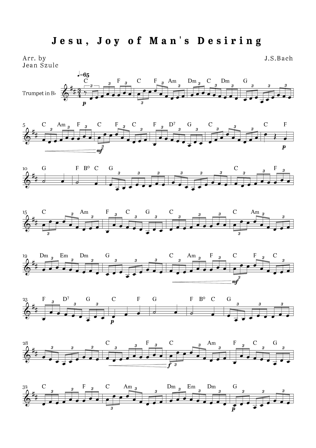 Jesu, Joy of Man's Desiring (arr. Jean Szulc)
