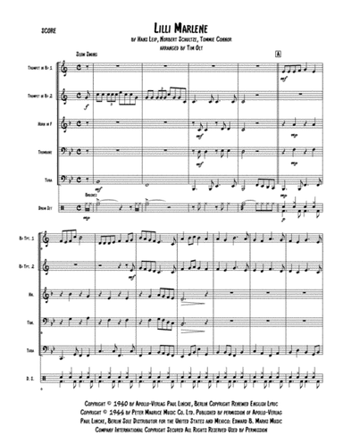 Lilli Marlene (lili Marleen) (arr. Tim Olt)