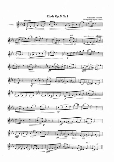 Etude Op. 2 No 1, violin part (arr. Haydn Reeder)