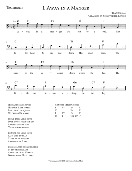 Away in a Manger for Trombone (arr. Christopher Esther)