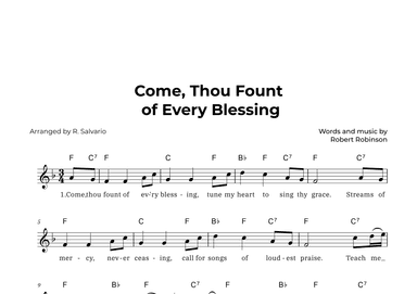 Come Thou Fount of Every Blessing (Key of F Major) (arr. R. Salvario)