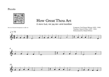 How Great Thou Art - "O store Gud." - Easy Piccolo (arr. Daniel H Rosa)