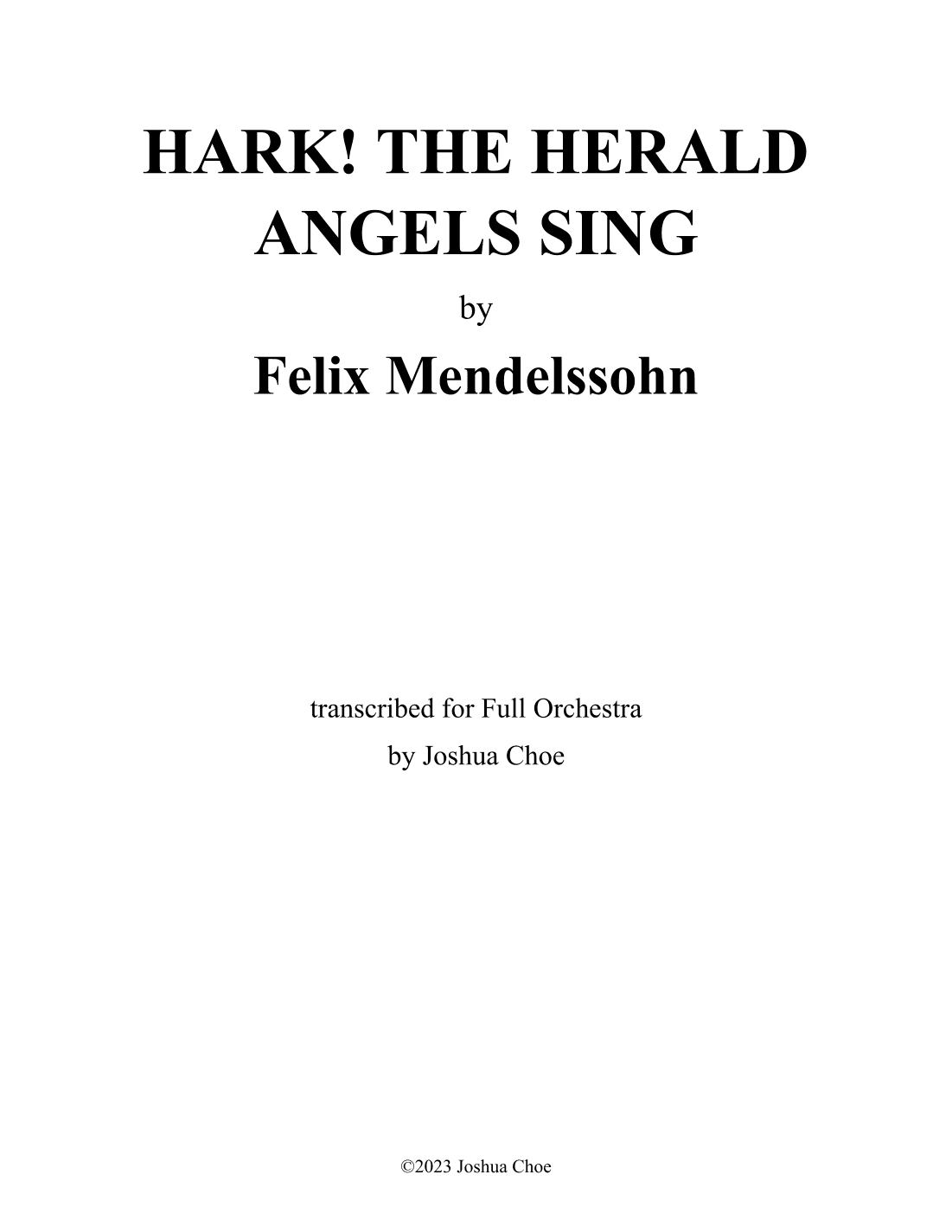 Hark! The Herald Angels Sing (arr. Joshua Choe)