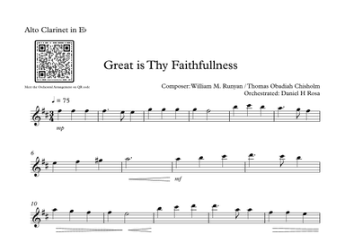 Great is Thy Faithfullness - Easy Alto Clarinet (arr. Daniel H Rosa)