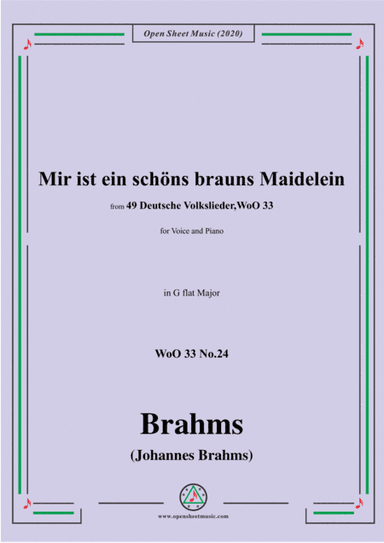 Brahms-Mir ist ein schöns brauns Maidelein,WoO 33 No.24,in G flat Major (arr. MSM)