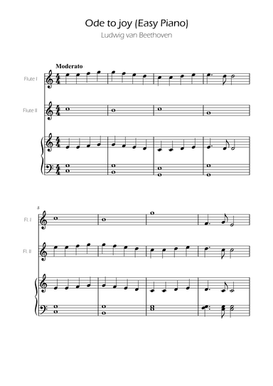 Ode To Joy - Easy Flute Duet w/ piano accompaniment (arr. Ygor Nunes)