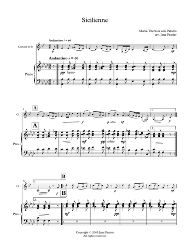 Sicilienne (arr. Jane Frasier)