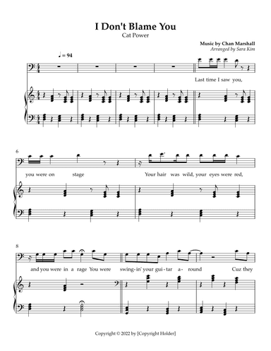 I Don't Blame You (arr. Sara Kim)