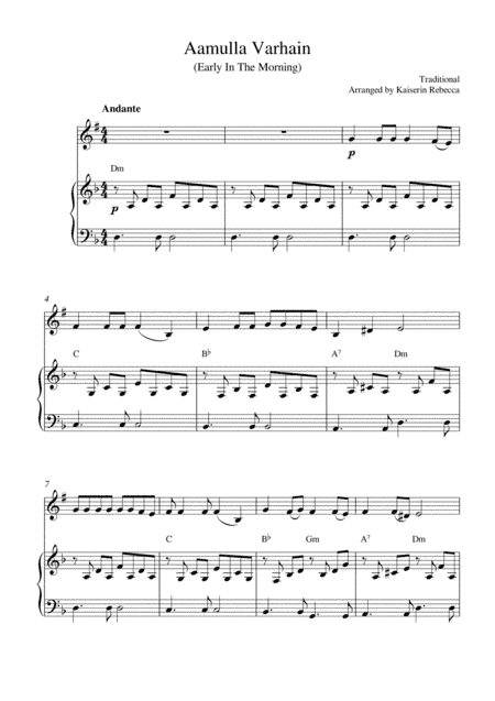 Aamulla Varhain (Early In The Morning) (arr. Kaiserin Rebecca)