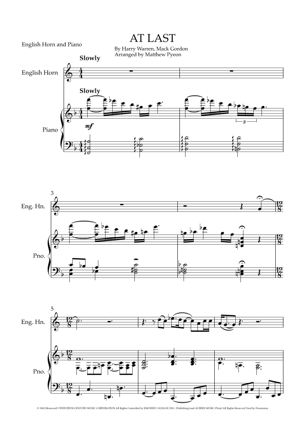 At Last (arr. Matthew pyeon)