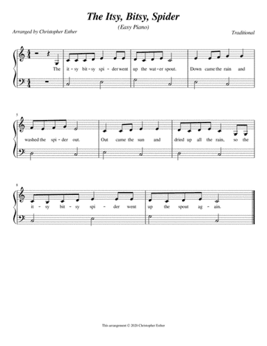The Itsy, Bitsy Spider (Easy Piano) (arr. Christopher Esther)