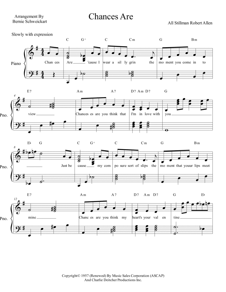 Chances Are (arr. Bernie Schweickart)