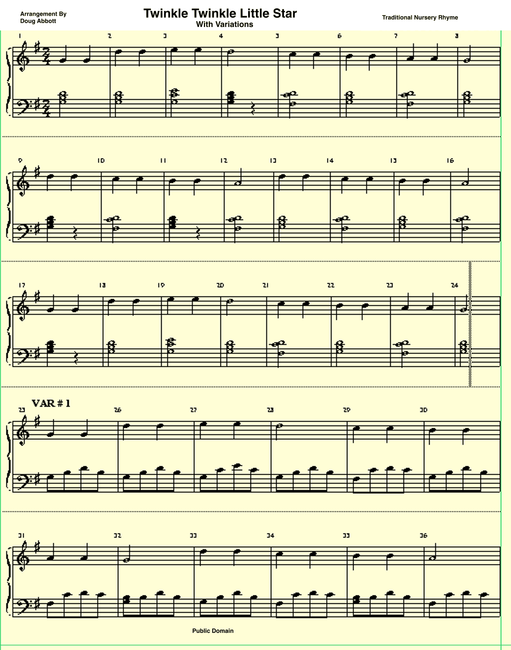 Twinkle Twinkle Little Star - With Variations (arr. Doug Abbott)