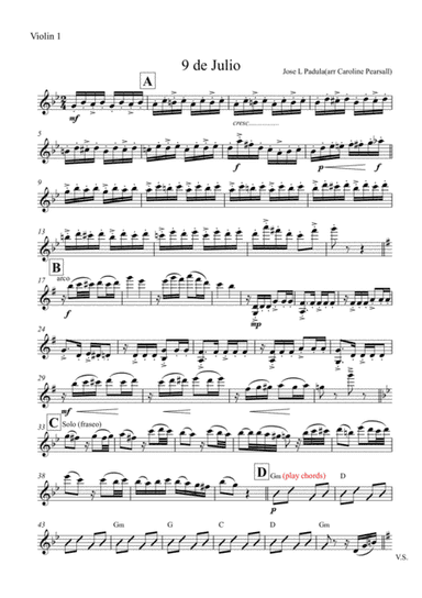 9 De Julio Tango - Jose Padula - String Quartet (arr. Caroline Pearsall)