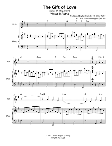 The Gift of Love (Violin & Piano) (arr. Carol Troutman Wiggins)