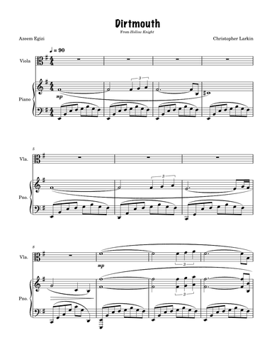 Dirtmouth (ARRANGED FOR PIANO AND VIOLA) (arr. Azeem Egizi)