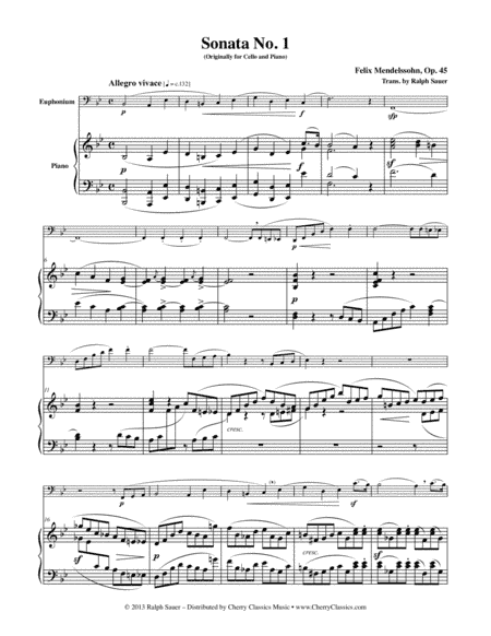 Sonata No. 1 Op. 45 for Euphonium & Piano (arr. Ralph Sauer)